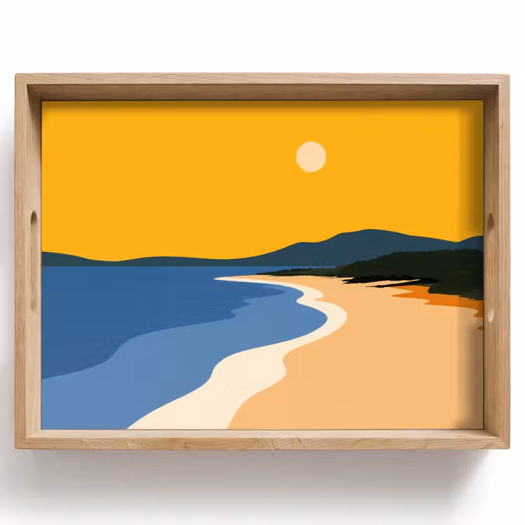 Dienblad - Kustlijn - Oranje lucht - Begroeiing — 1