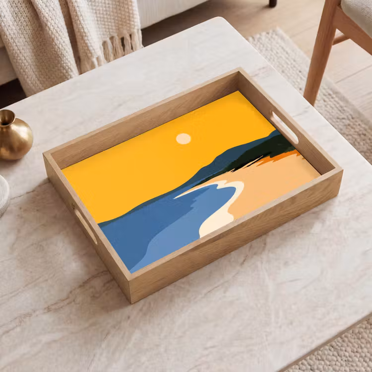 Dienblad - Kustlijn - Oranje lucht - Begroeiing — 2