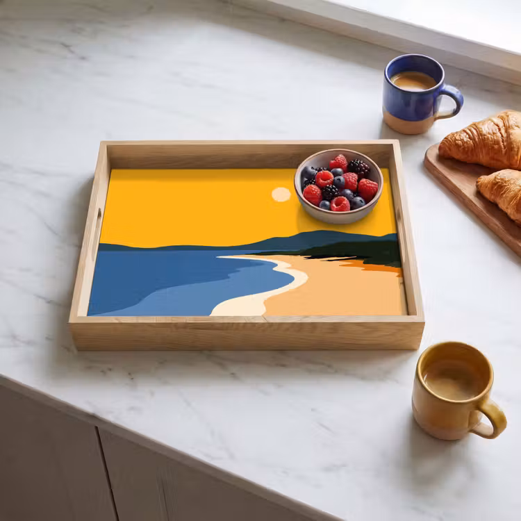 Dienblad - Kustlijn - Oranje lucht - Begroeiing — 4