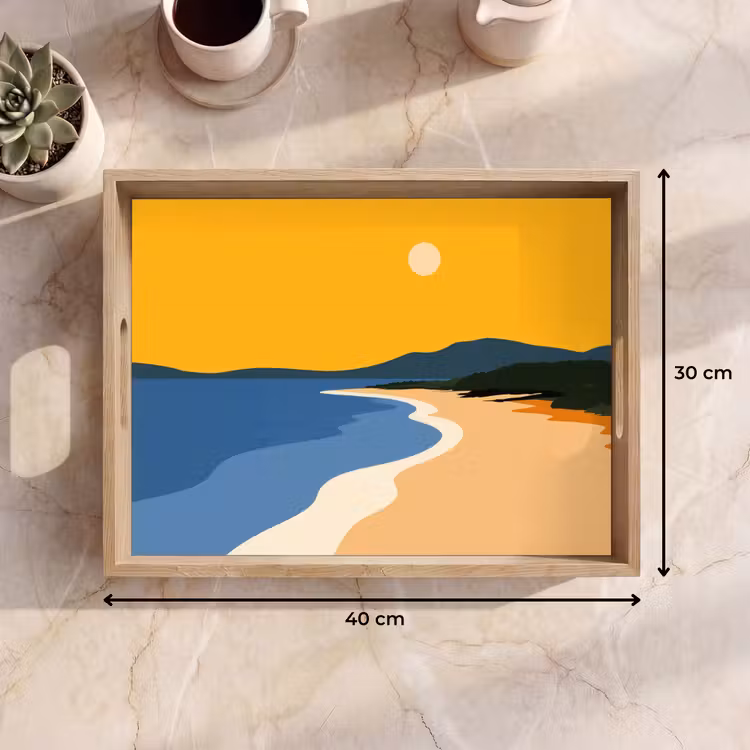 Dienblad - Kustlijn - Oranje lucht - Begroeiing — 9