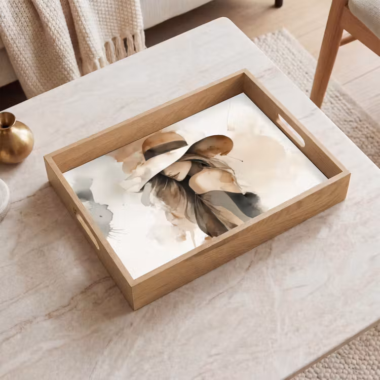 Dienblad - Mysterieus - Vrouw - Sepia — 2