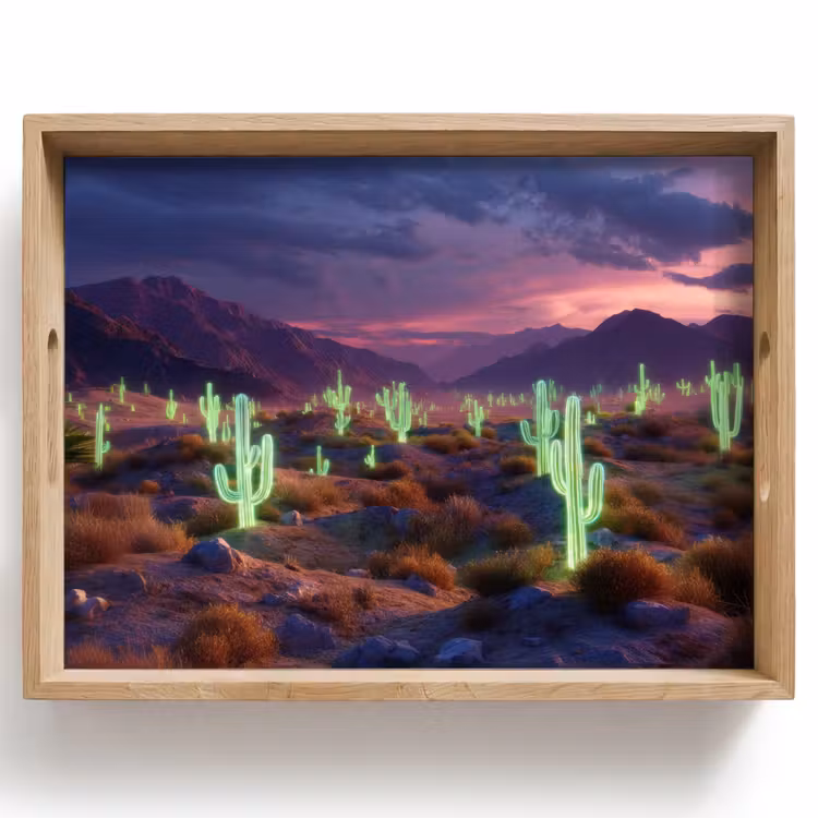Dienblad - Neon cactussen - Woestijn - Zonsondergang — 1