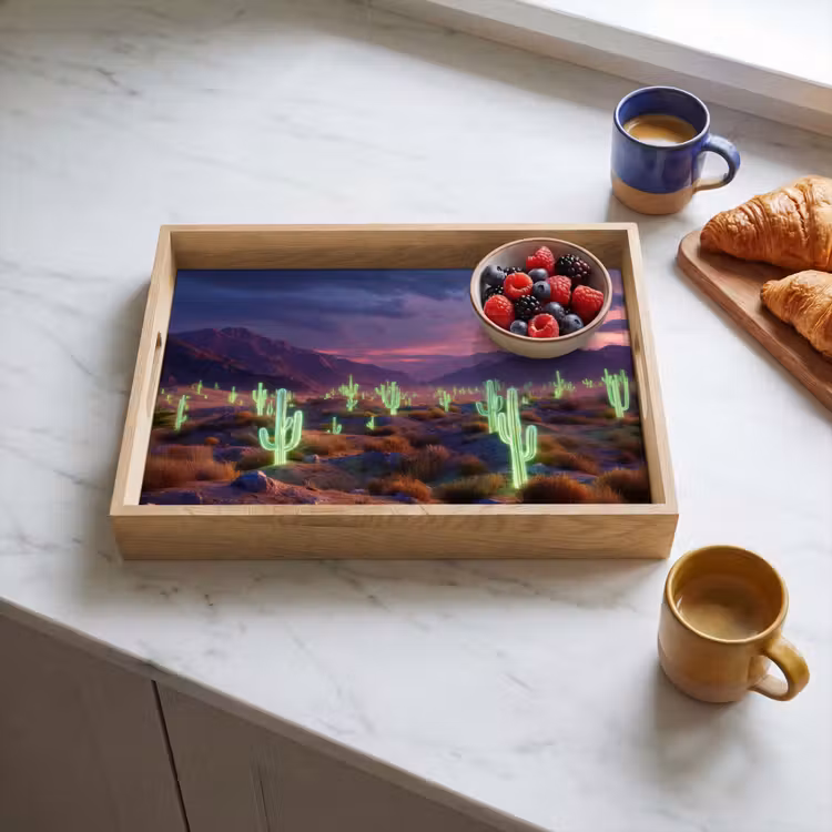 Dienblad - Neon cactussen - Woestijn - Zonsondergang — 4