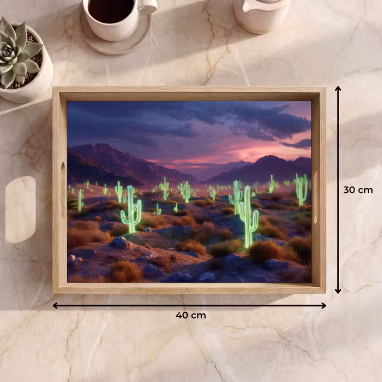 Dienblad - Neon cactussen - Woestijn - Zonsondergang — 9
