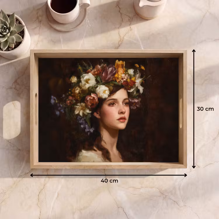 Dienblad - Portret - Vrouw - Bloemen — 9