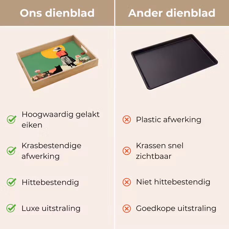 Dienblad - Retro - Meisje - Kat - Zon — 3