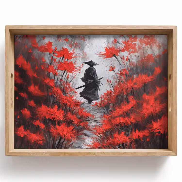 Dienblad - Rode bloemen - mistig - Man — 1