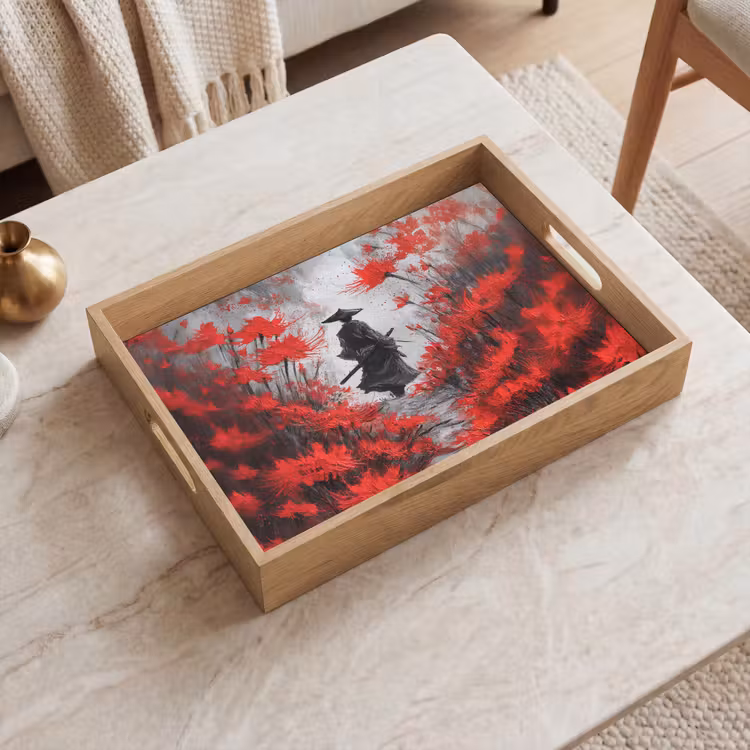 Dienblad - Rode bloemen - mistig - Man — 2