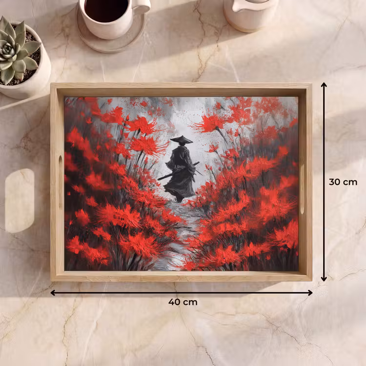 Dienblad - Rode bloemen - mistig - Man — 9