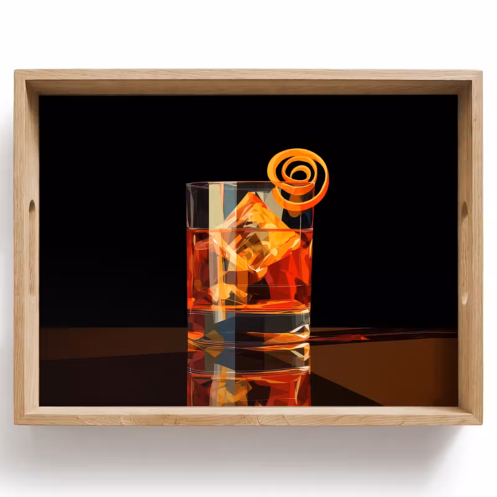Dienblad - Glas - Ijsblokjes - Drinken - Bruin — 1