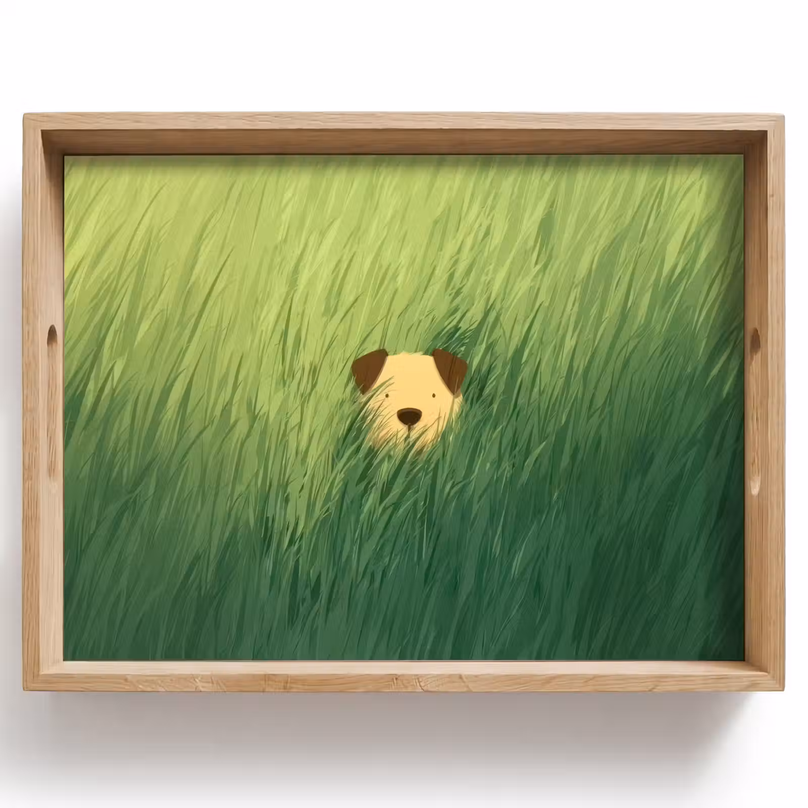 Dienblad - Hondje - Gras - Oren - Bruin — 1