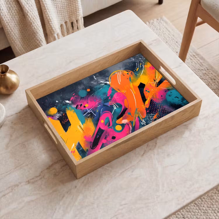 Dienblad - Abstract - Graffiti - Kleurrijk - Verfspatten — 2