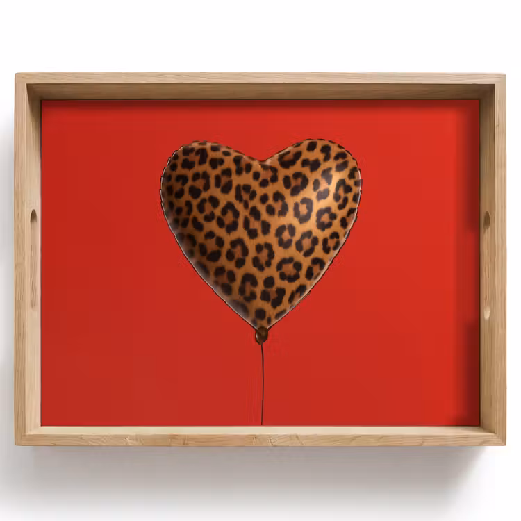 Dienblad - Ballon - Hartvormig - Rood - Panterpatroon — 1