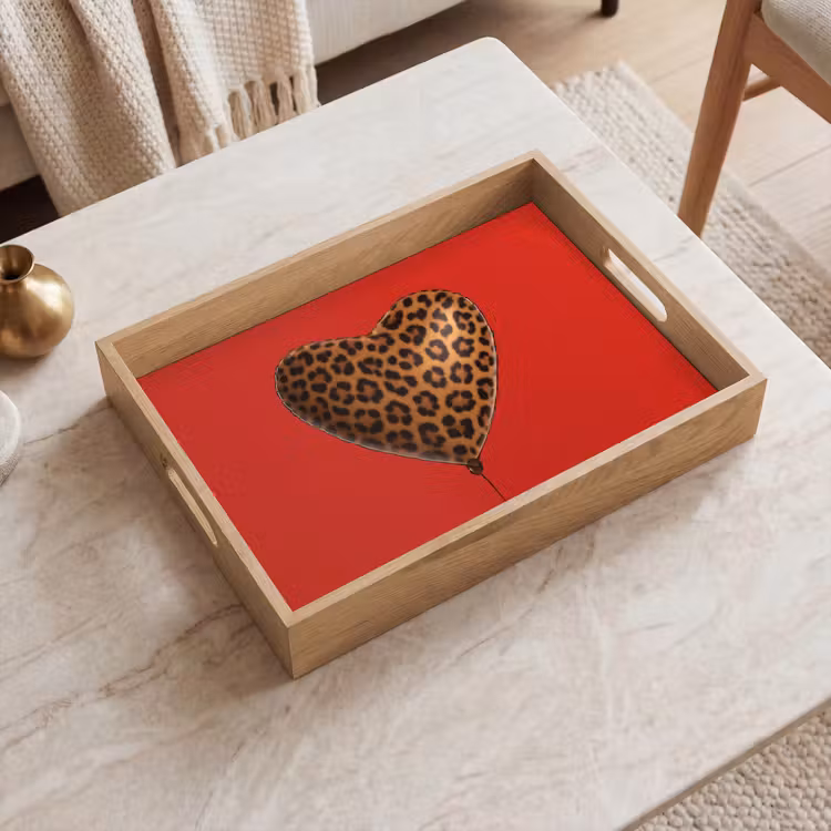 Dienblad - Ballon - Hartvormig - Rood - Panterpatroon — 2