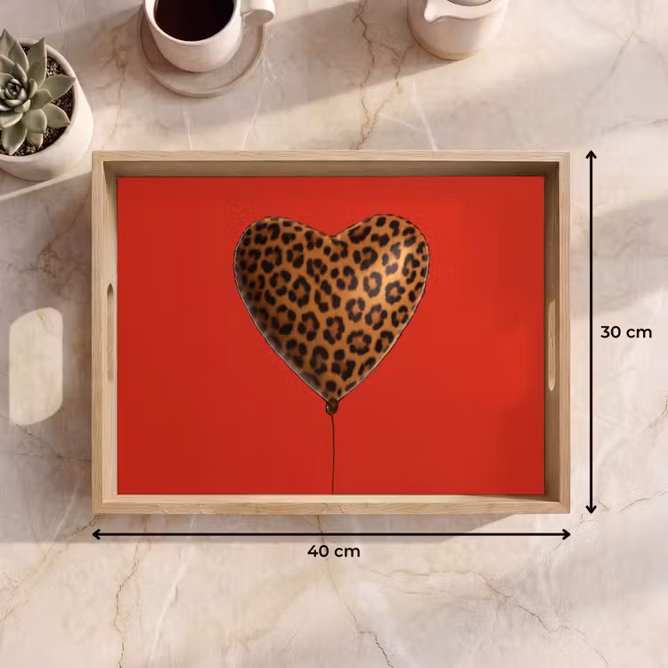 Dienblad - Ballon - Hartvormig - Rood - Panterpatroon — 9