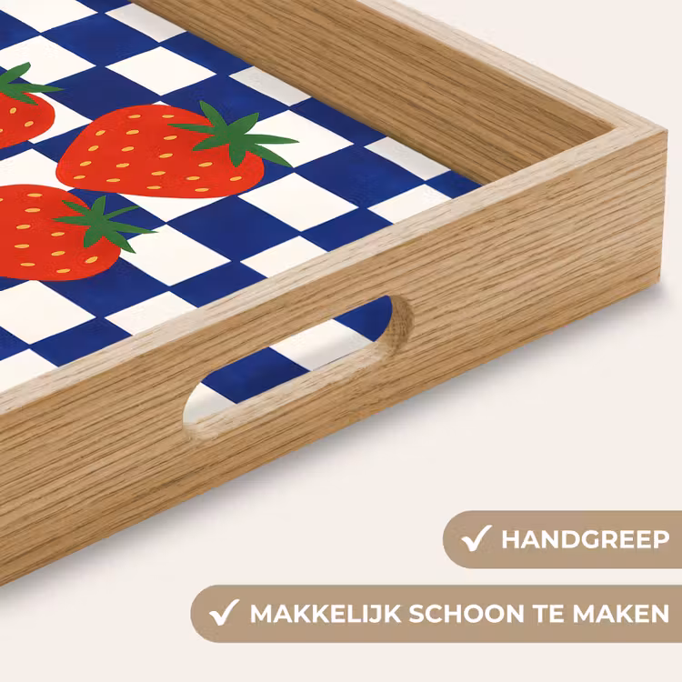 Dienblad - Geblokt - Blauw - Aardbeien — 5