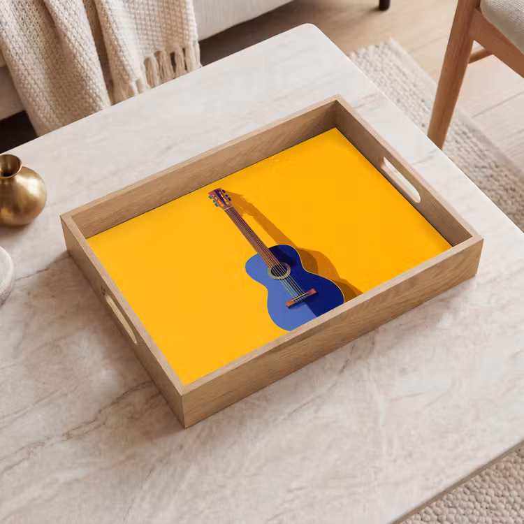 Dienblad - Gitaar - Akoestisch - Minimalistisch - Geel — 2