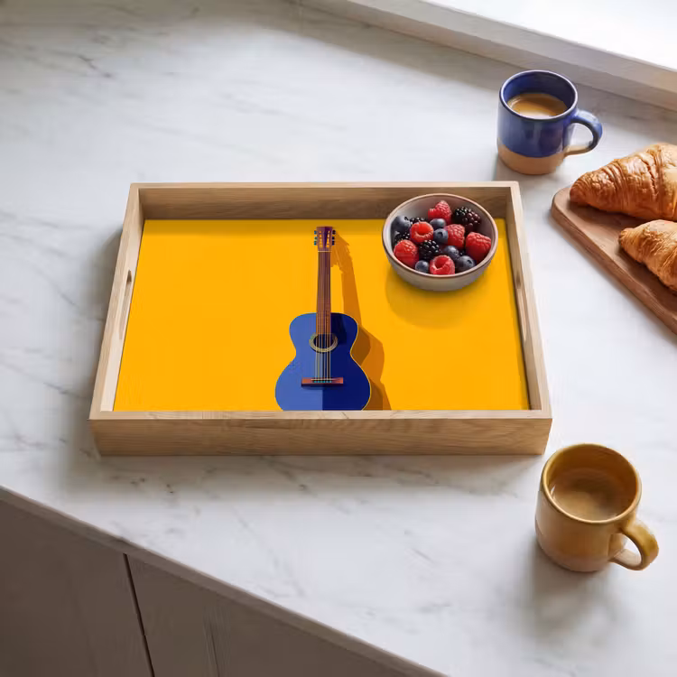 Dienblad - Gitaar - Akoestisch - Minimalistisch - Geel — 4