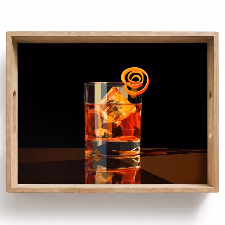 Dienblad - Glas - Ijsblokjes - Drinken - Bruin — 1