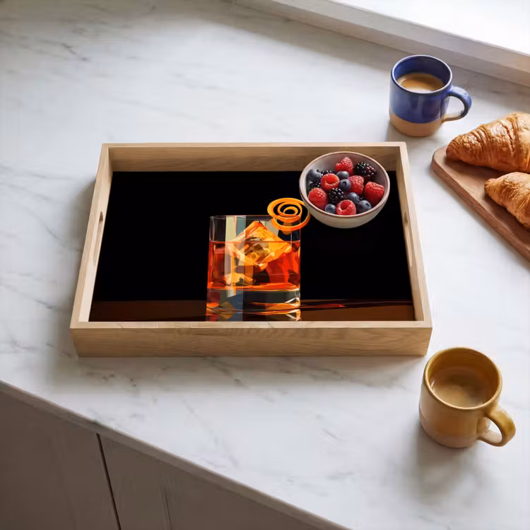 Dienblad - Glas - Ijsblokjes - Drinken - Bruin — 4
