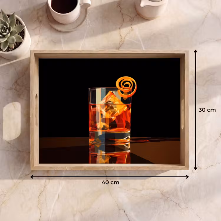 Dienblad - Glas - Ijsblokjes - Drinken - Bruin — 9