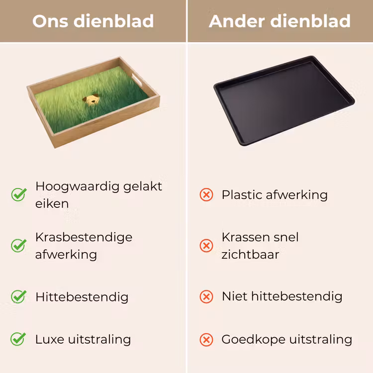 Dienblad - Hondje - Gras - Oren - Bruin — 3