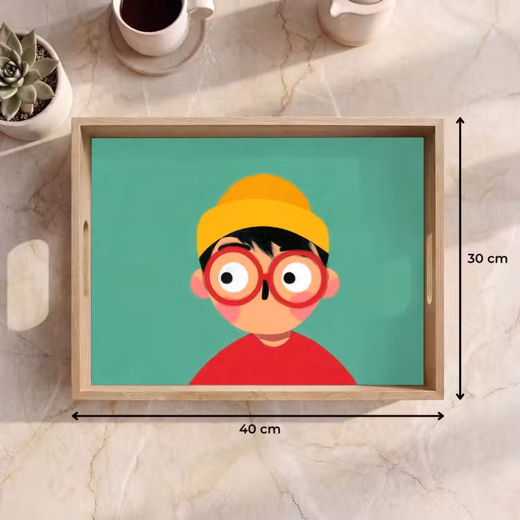 Dienblad - Jongen - Cartoon - Bril - Muts — 9