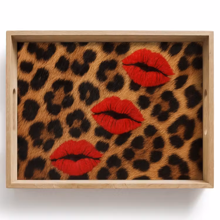 Dienblad - Lippen - Drie - Rood - Panterprint — 1
