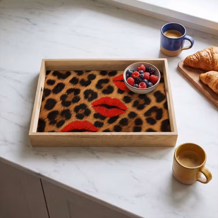 Dienblad - Lippen - Drie - Rood - Panterprint — 4