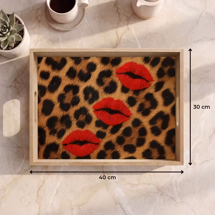 Dienblad - Lippen - Drie - Rood - Panterprint — 9