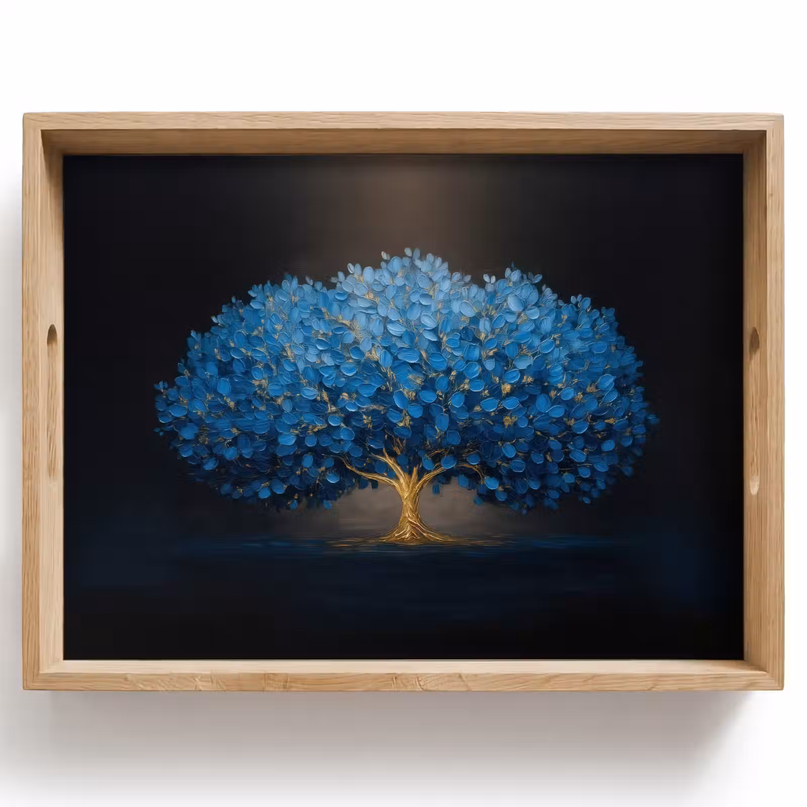 Dienblad - Boom - Blauw - Bladeren - Penseelstreken — 1