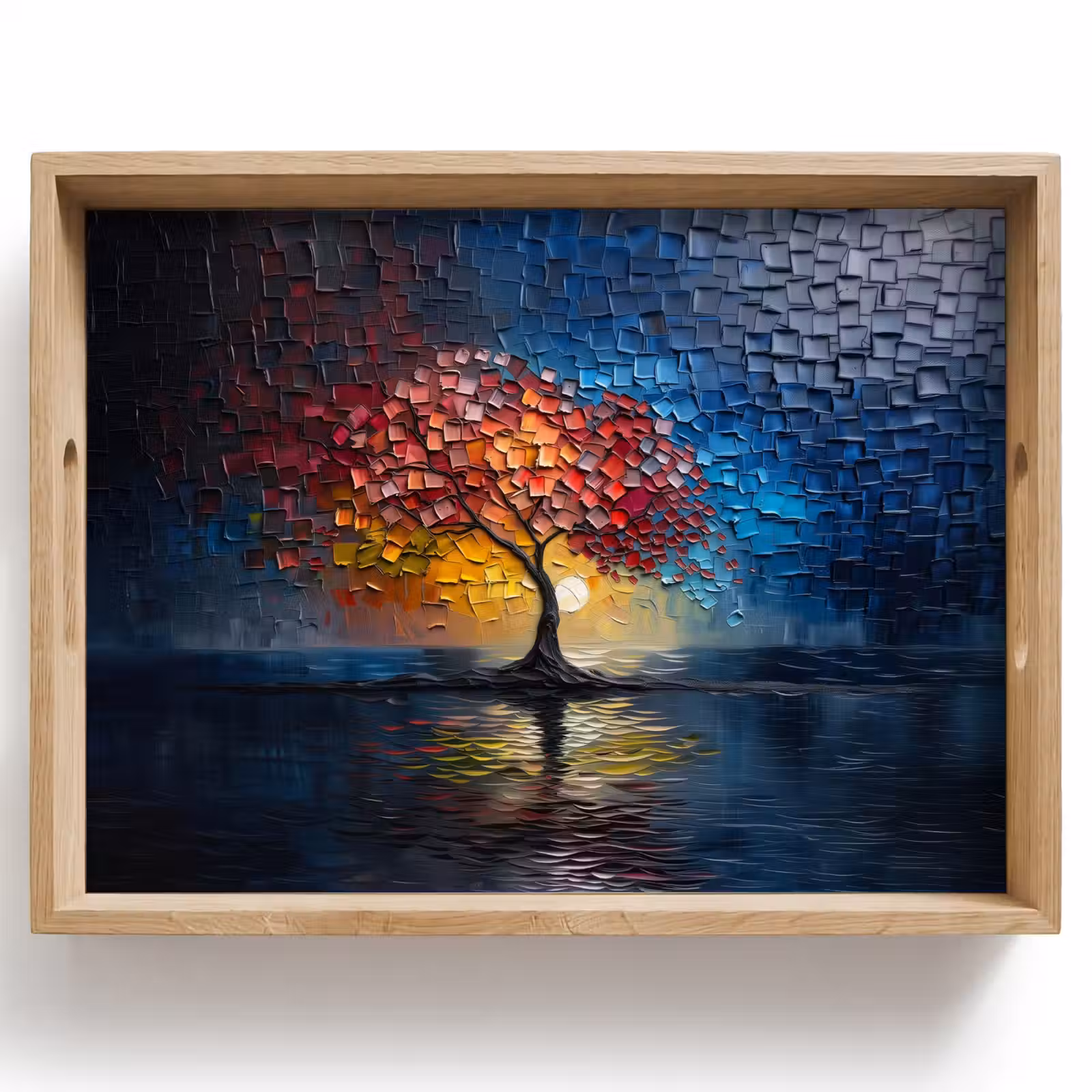Dienblad - Boom - Blauw - Bladeren - Vakken — 1