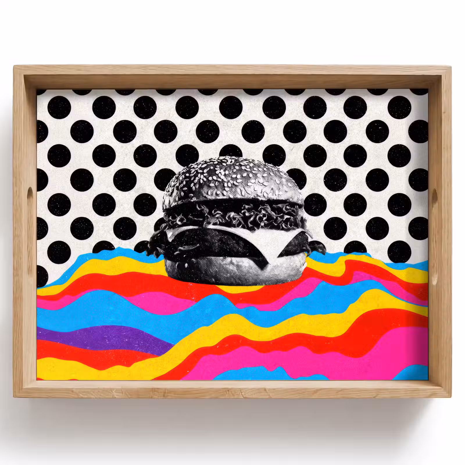 Dienblad - Hamburger - Stippen - Golven - Kleuren — 1