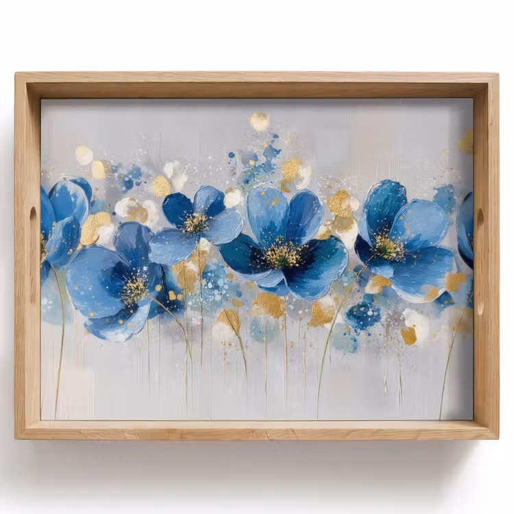 Dienblad - Bloemen - Blauw - Abstract — 1