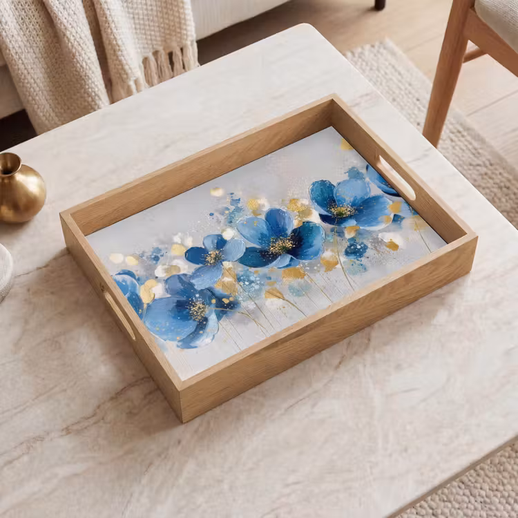 Dienblad - Bloemen - Blauw - Abstract — 2
