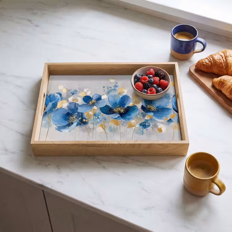 Dienblad - Bloemen - Blauw - Abstract — 4