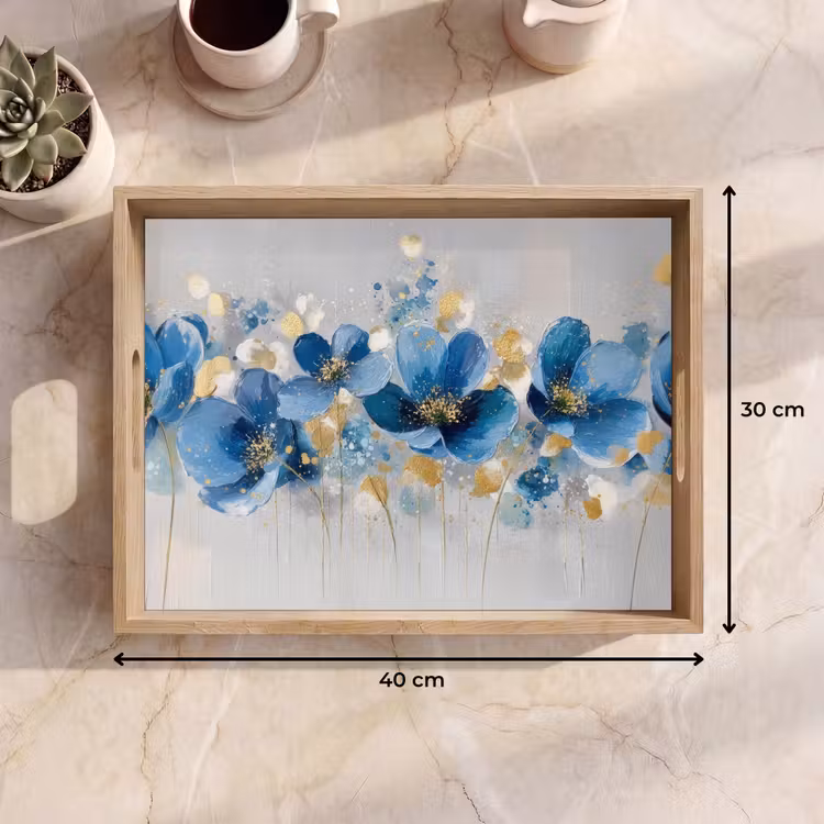 Dienblad - Bloemen - Blauw - Abstract — 9