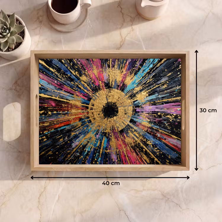 Dienblad - Explosie - Goud - Kleurrijk - Abstract — 9