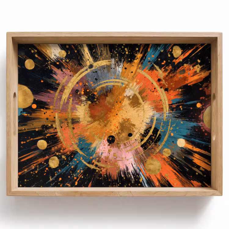 Dienblad - Explosie - Verfstructuur - Goud - Abstract — 1