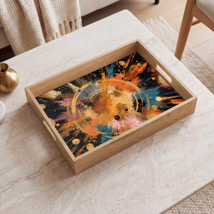 Dienblad - Explosie - Verfstructuur - Goud - Abstract — 2