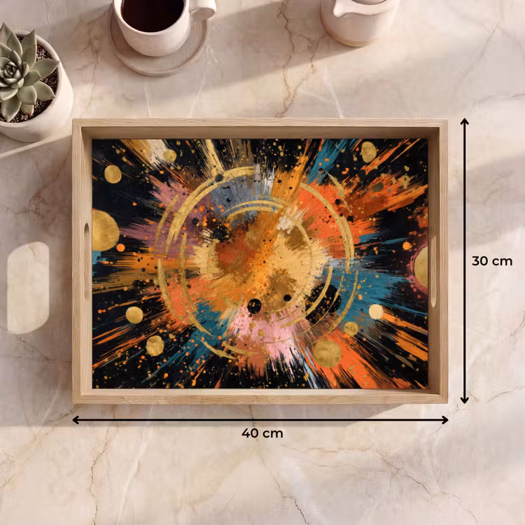 Dienblad - Explosie - Verfstructuur - Goud - Abstract — 9