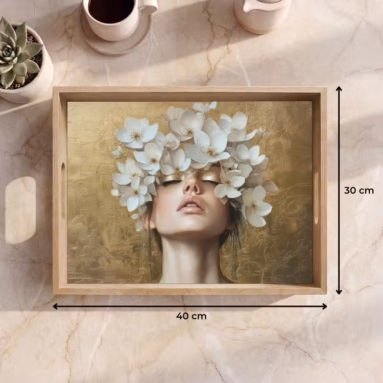Dienblad - Gezicht - Bloemen - Goud - Abstract — 9