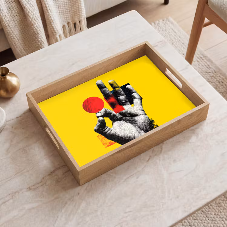 Dienblad - Hand - Rode cirkel - Geel — 2