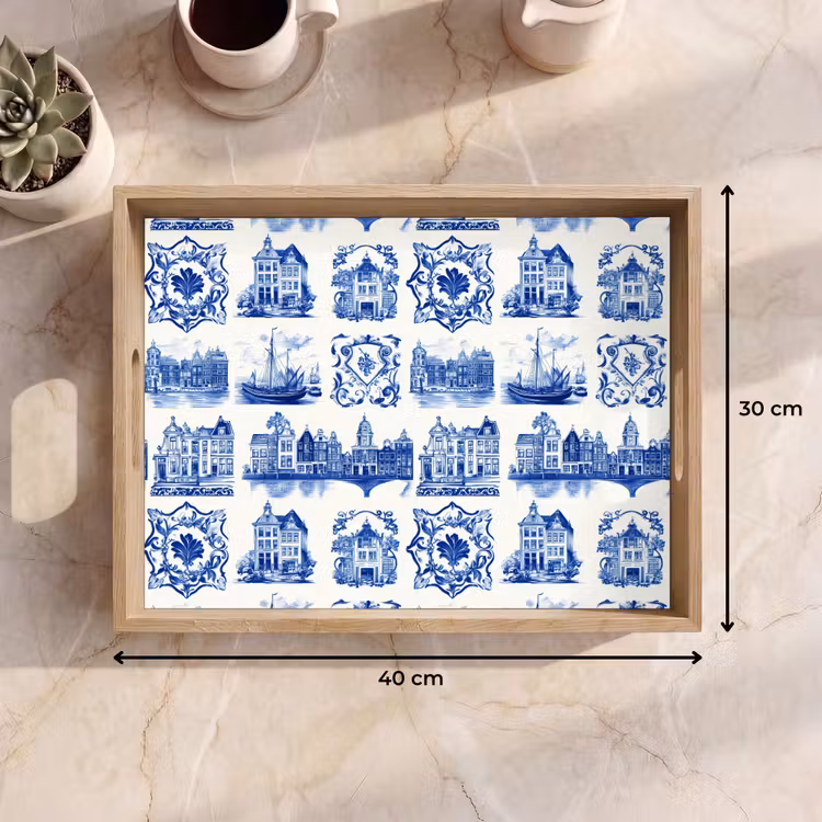 Dienblad - Huizen - Schepen - Blauw — 9