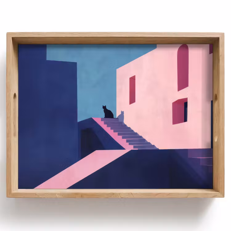 Dienblad - Kat - Trap - Gebouwen - Schaduwcontrasten — 1