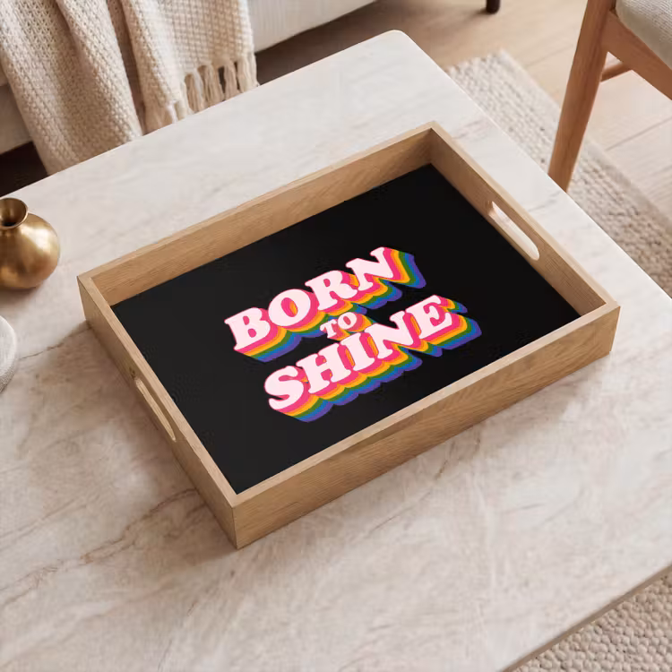Dienblad - Quote - Regenboog - Roze - Zwart — 2