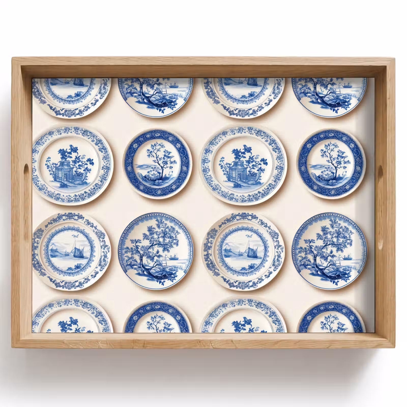 Dienblad - Borden - Bomen - Planten - Blauw — 1
