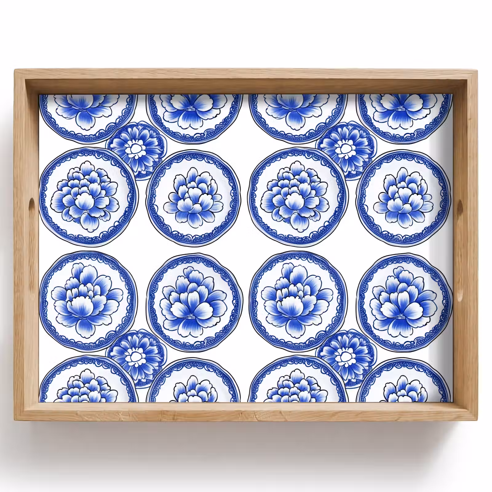 Dienblad - Cirkels - Bloemen - Blauw — 1