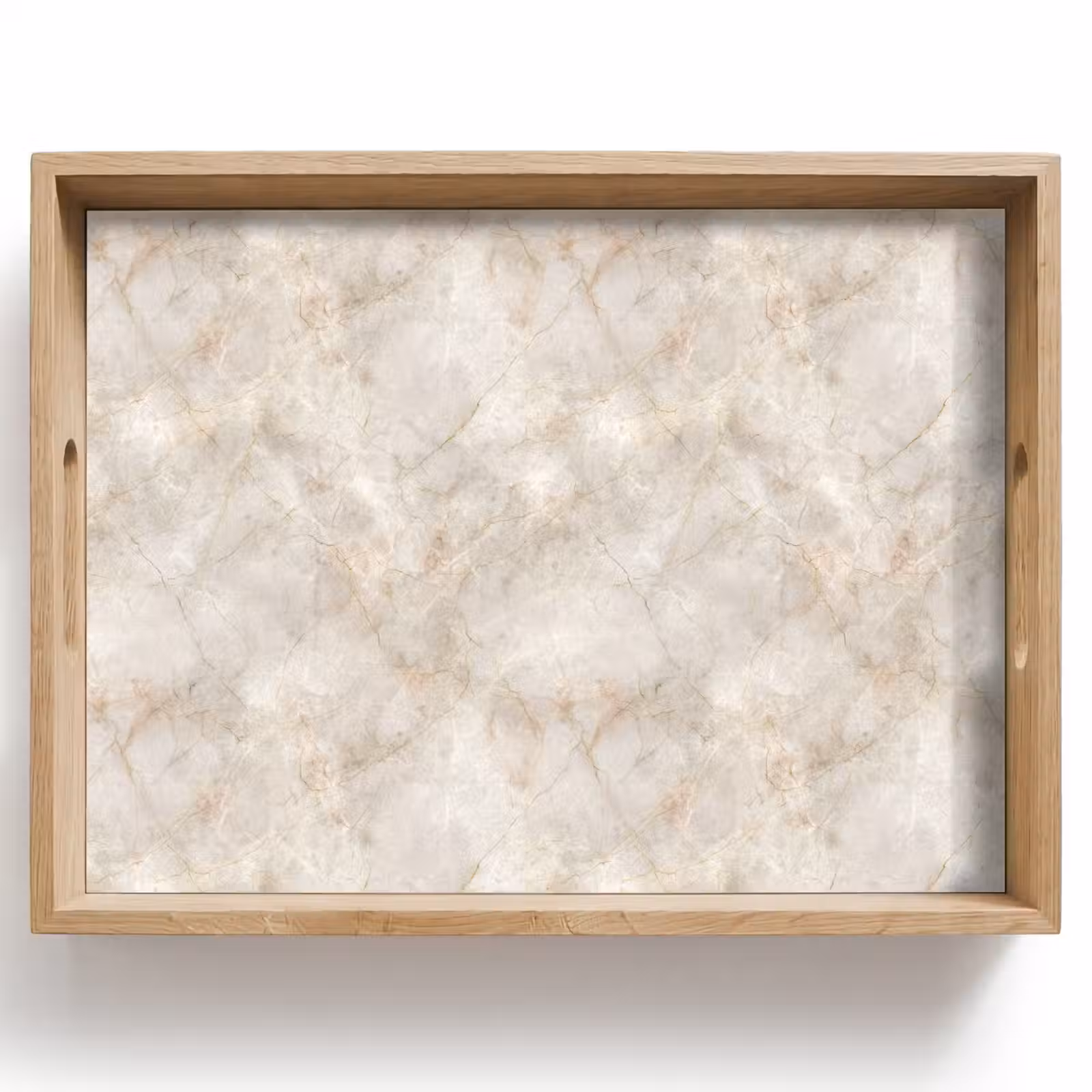 Dienblad - Lichtbeige - Goudbruine Nerven - Marmer — 1