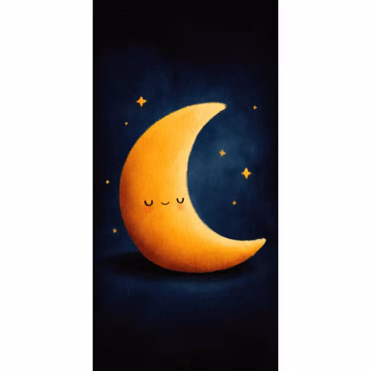 Behang - Maan - Geel - Sterren - Gezichtje — 2